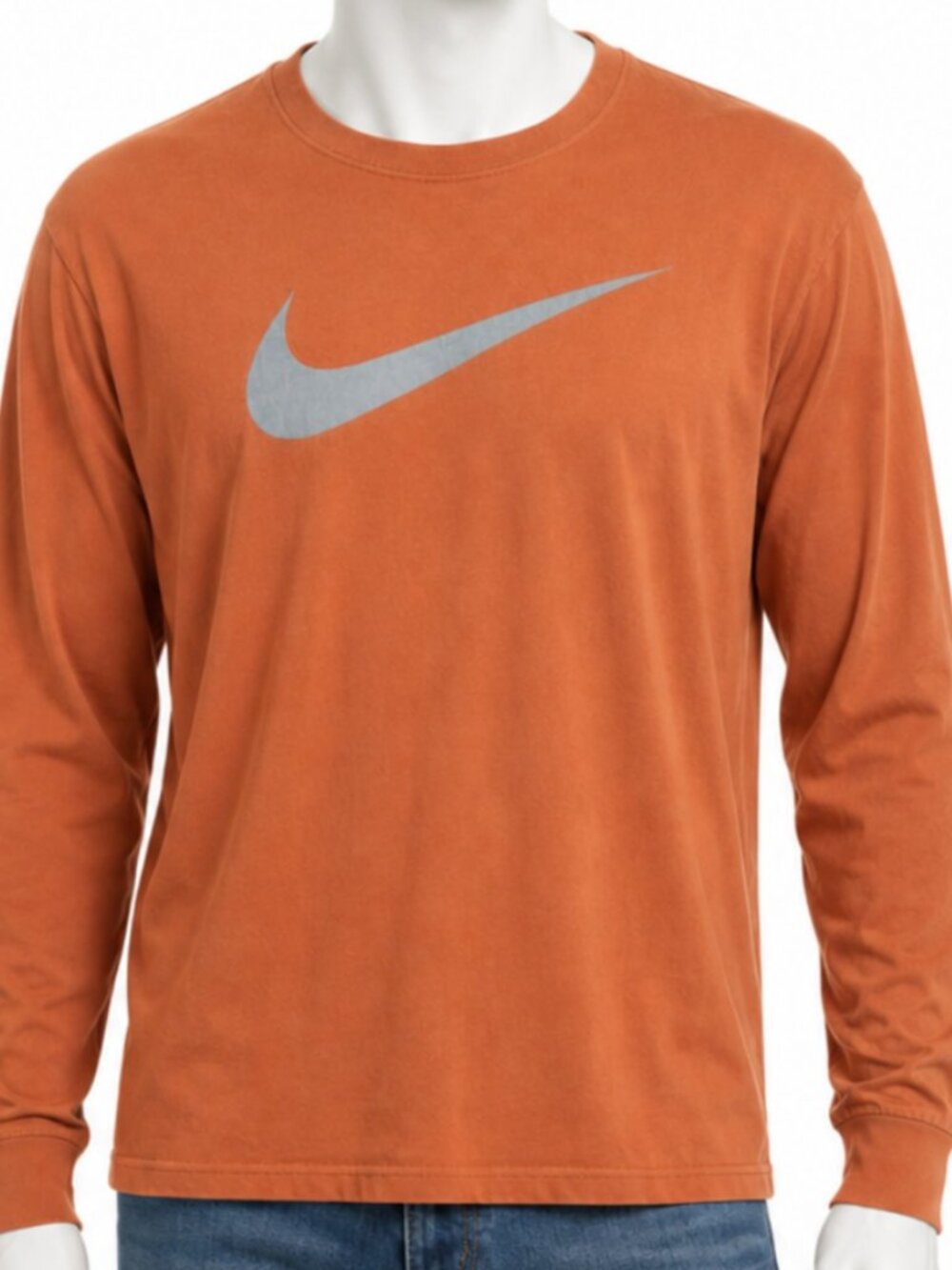 Nike Mens XL Shirt Loose Fit Orange Long Sleeve Graphic Tee Sportswear